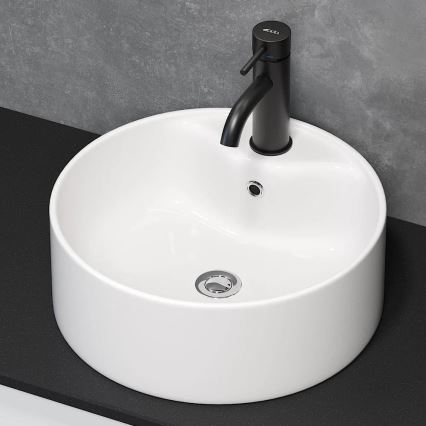 BATH DELUXE 06-038-09-11-00 - VIKEDAL tason päälle asennettava pesuallas Ø 38 cm, keraaminen/valkoinen