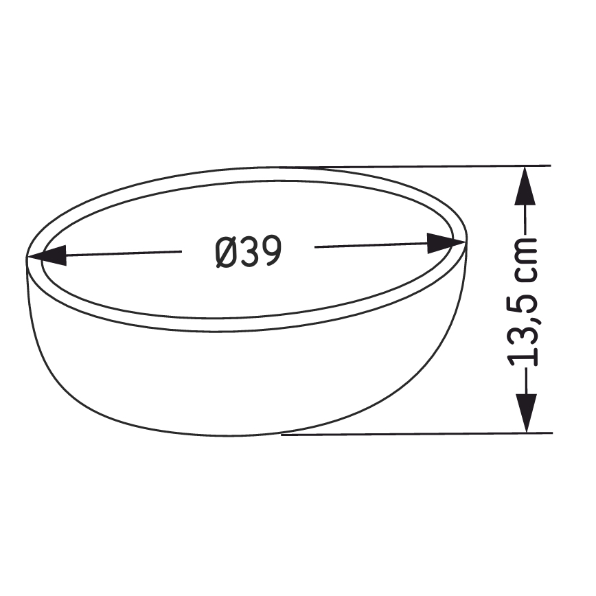 BATH DELUXE 06-039-19-23-00 - Pöytätason pesuallas BERGEN halkaisija 39 cm betoni/harmaa