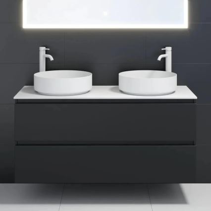 BATH DELUXE 06-040-16-01-00 - LJORDAL-pöytätasoon asennettava pesuallas, halkaisija 40 cm, ruostumaton teräs/mattavalkoinen