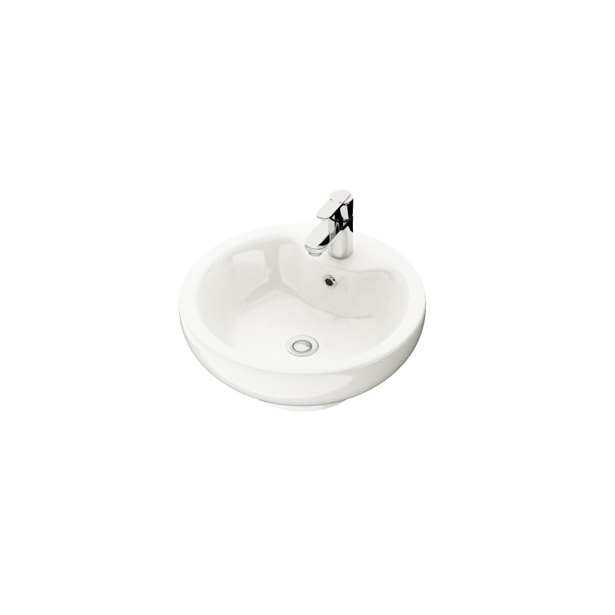 BATH DELUXE 06-045-11-11-00 - Tason päälle asennettava pesuallas DRAMMEN, halkaisija 40,1 cm, keraaminen/kiiltävä valkoinen