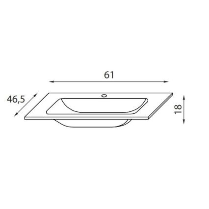 BATH DELUXE 06-060-60-11-01 - Upotettava pesuallas CHICAGO 61x46,5 cm kiiltävä valkoinen