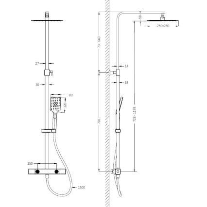 BATH DELUXE 31-120-06-02-00 - Suihkusetti termostaattisella hanalla NAESBY matta musta