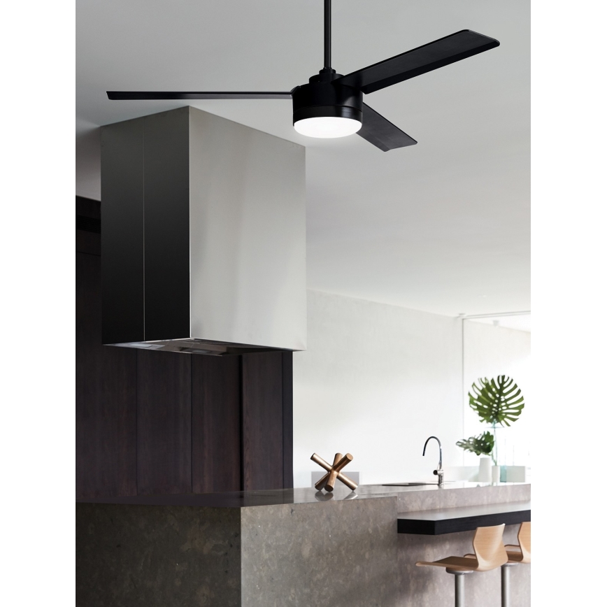BAYSIDE 213033 - LED Kattotuuletin LAGOON GX53/17W/230V musta + kauko-ohjaus