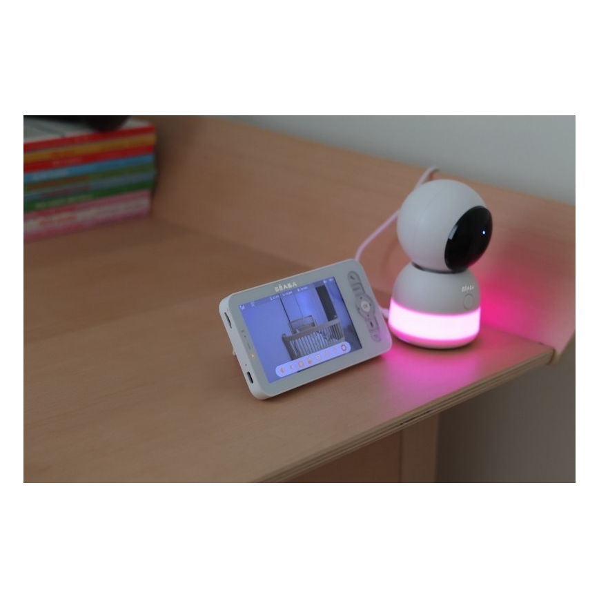 Beaba - Älykäs ladattava vauvamonitori näytöllä ZEN NIGHT 720p 5V 4000 mAh Wi-Fi valkoinen