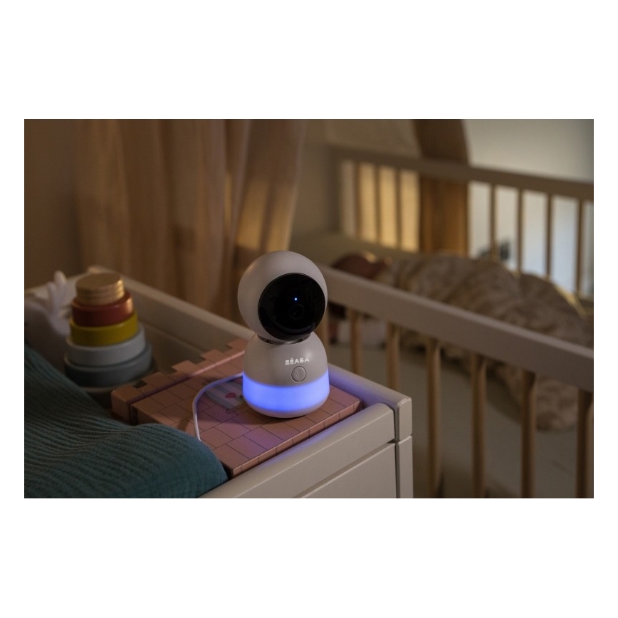 Beaba - Älykäs ladattava vauvamonitori näytöllä ZEN NIGHT 720p 5V 4000 mAh Wi-Fi valkoinen