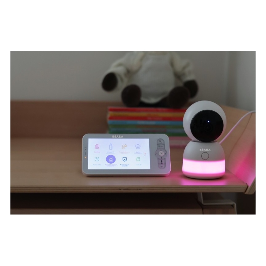 Beaba - Älykäs ladattava vauvamonitori näytöllä ZEN NIGHT 720p 5V 4000 mAh Wi-Fi valkoinen