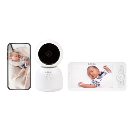 Beaba - Älykäs ladattava vauvamonitori näytöllä ZEN NIGHT 720p 5V 4000 mAh Wi-Fi valkoinen