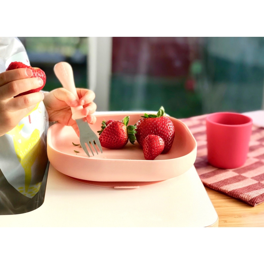 Beaba - Lasten ruokailusetti Pinkki 4 kpl