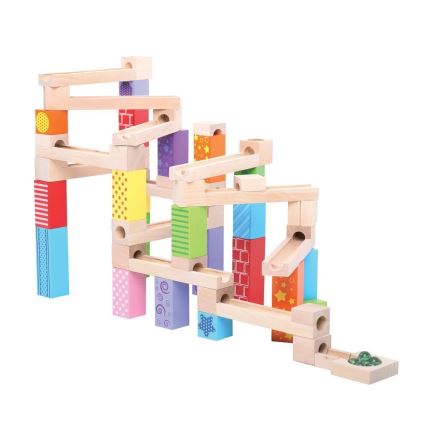 Bigjigs Toys - Puinen marmorirunko värikäs