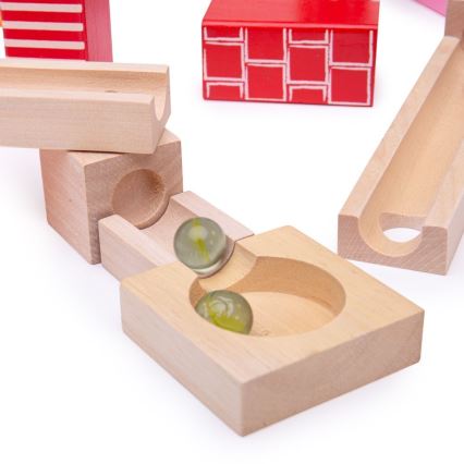 Bigjigs Toys - Puinen marmorirunko värikäs