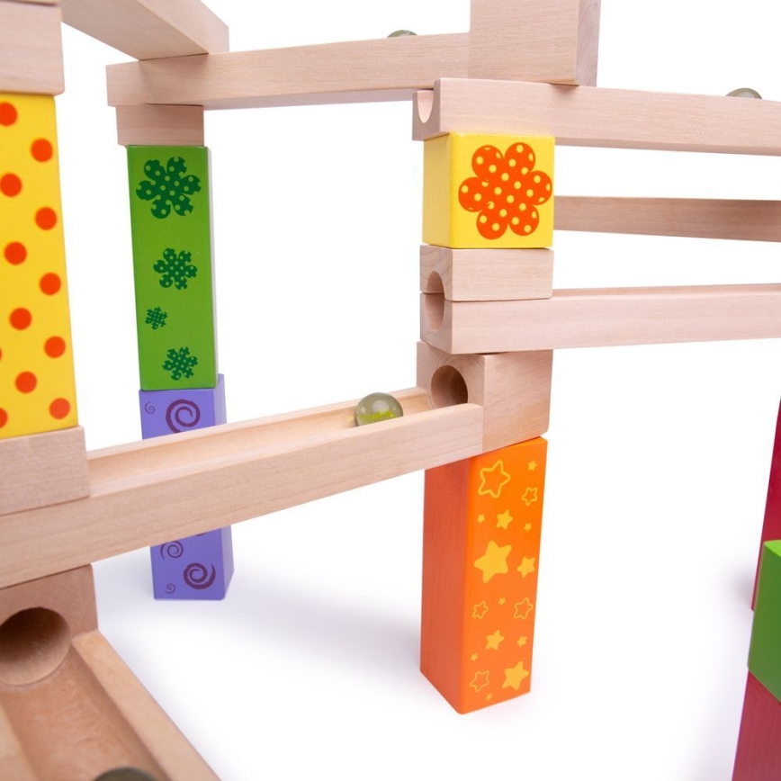 Bigjigs Toys - Puinen marmorirunko värikäs