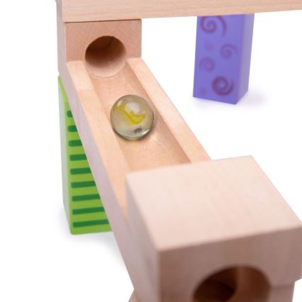 Bigjigs Toys - Puinen marmorirunko värikäs