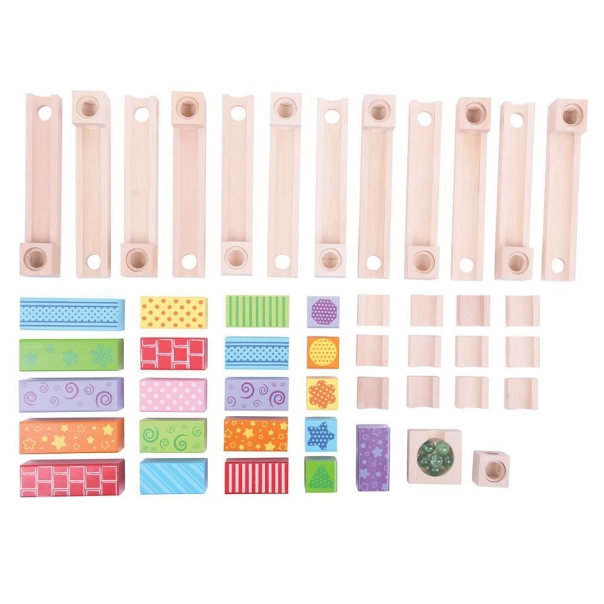 Bigjigs Toys - Puinen marmorirunko värikäs
