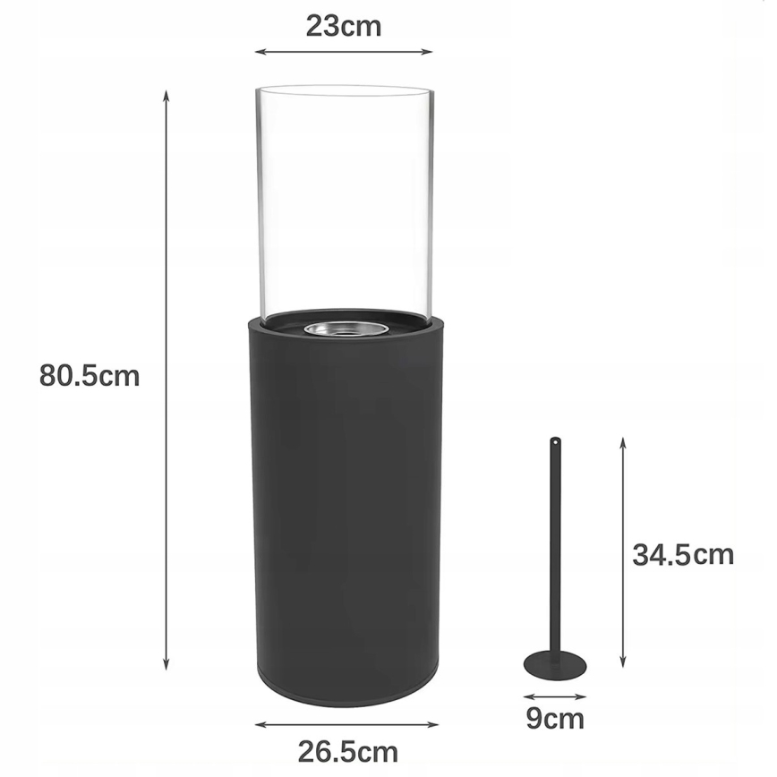 BIO-takka ROMA 26,5x80,5 cm 2kW musta + suojakansi
