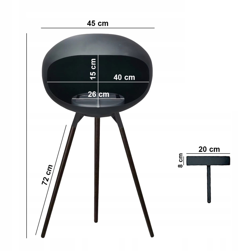 Bioetanolitakka TOKIO 45x100 cm 2 kW musta