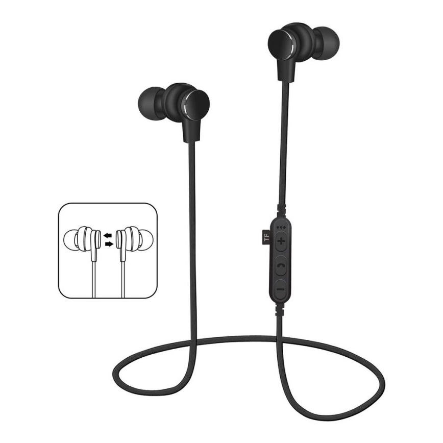 Bluetooth-kuulokkeet mikrofonilla ja MicroSD-soittimella 80 mAh musta