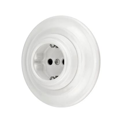 Bohemia-Design - Posliininen retro-seinäpistorasia kehyksellä SCHUKO 250V/16A valkoinen