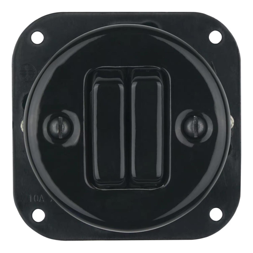 Bohemia-Design - Posliininen retro kehyksetön kaksoiskytkin nro 5 musta