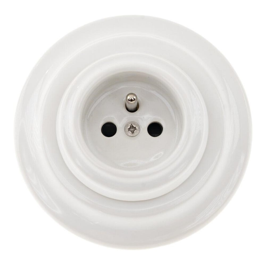 Bohemia-Design - Posliininen retro-pistorasia kehyksellä 250V/16A valkoinen