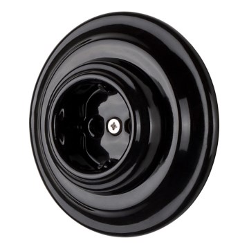 Bohemia-Design - Posliininen retro-pistorasia kehysosalla SCHUKO 250V/16A musta