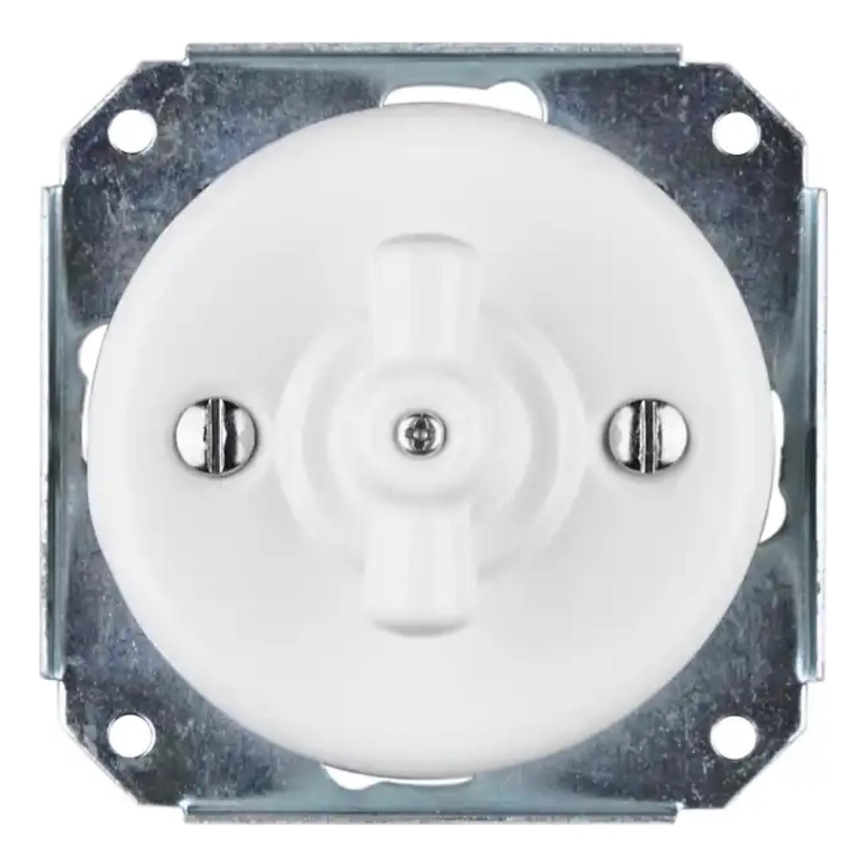 Bohemia-Design - posliininen retro-pyörökytkin ilman kehystä, nro 7, valkoinen