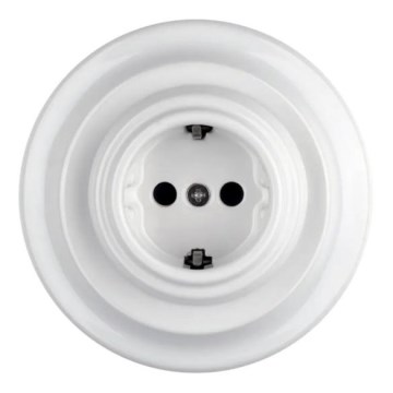 Bohemia-Design - Posliininen retro-seinäpistorasia kehyksellä SCHUKO 250V/16A valkoinen