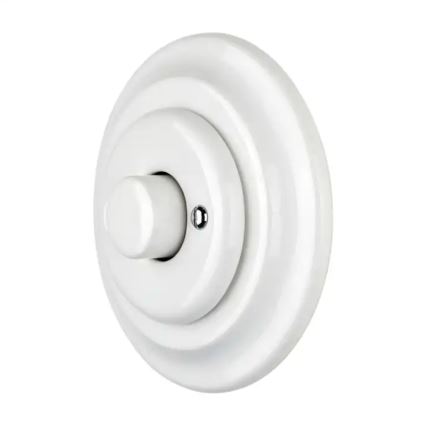 Bohemia-Design - Posliininen retro-tyylinen pyörivä himmennin kehyksellä 250V/10A valkoinen