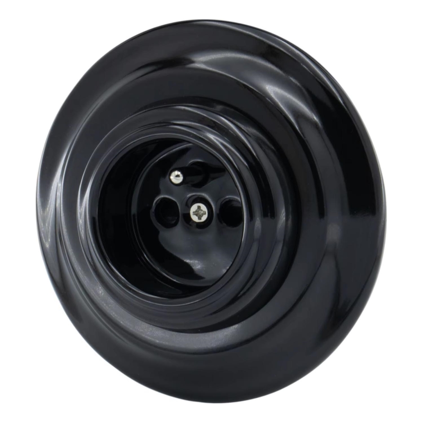 Bohemia-Design - Posliininen retroseinäpistorasia kehyksellä 250V/16A, musta