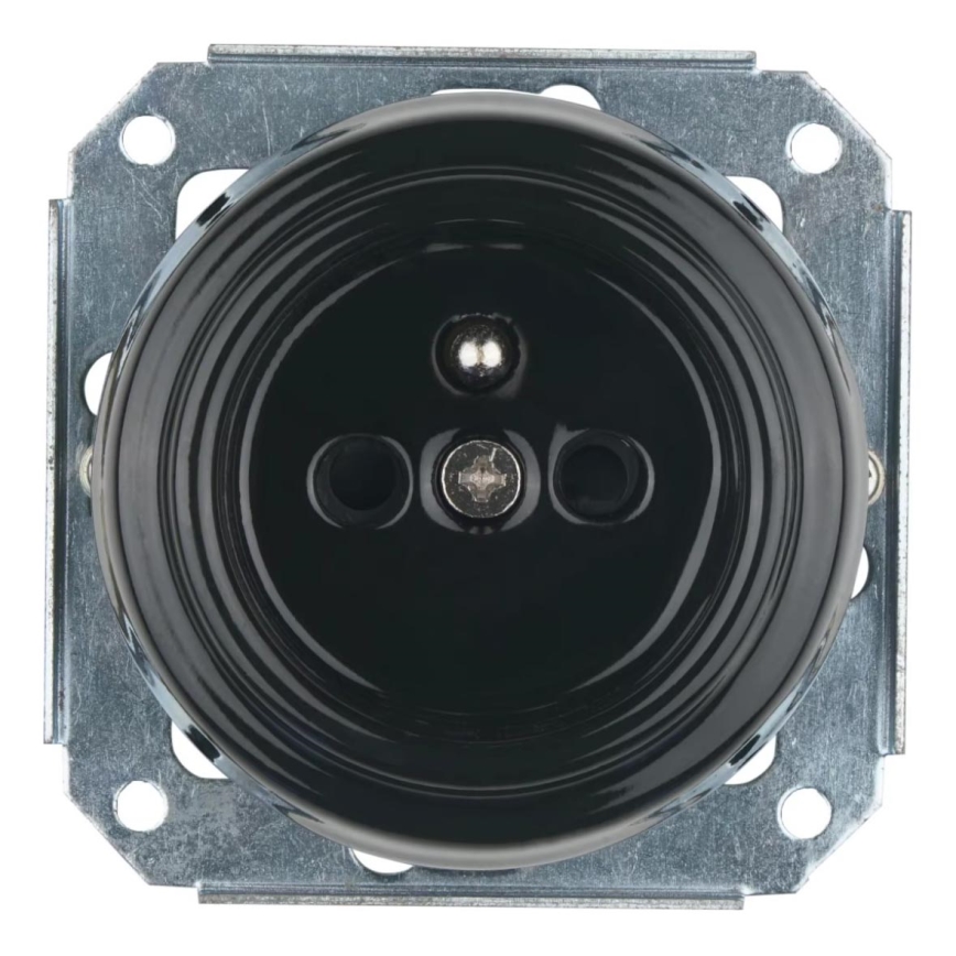 Bohemia-Design - posliininen retrotyylinen seinäpistorasia ilman kehystä 250V/16A, musta