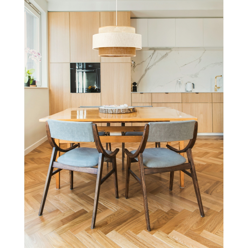 BOHO-riippuvalaisin johdolla 1xE27/60W/230V halkaisija 40 cm valkoinen/juutti