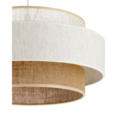 BOHO-riippuvalaisin johdolla 1xE27/60W/230V halkaisija 40 cm valkoinen/juutti