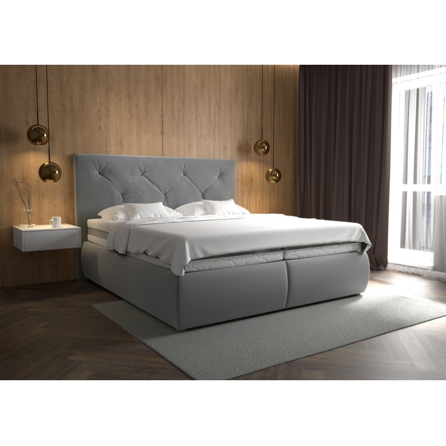 Boxspring-sänky patjalla ja toppauksella ELEN 160x200 cm harmaa