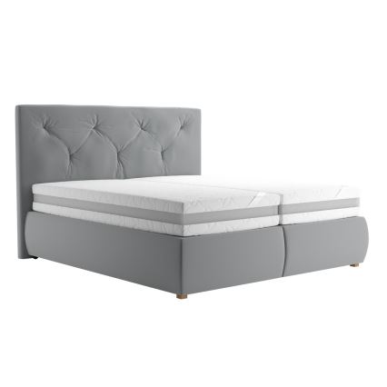 Boxspring-sänky patjalla ja toppauksella ELEN 160x200 cm harmaa