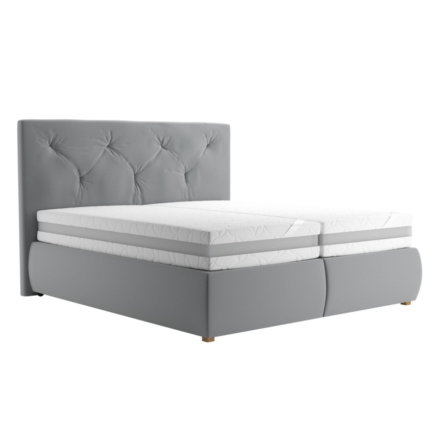 Boxspring-sänky patjalla ja toppauksella ELEN 160x200 cm harmaa