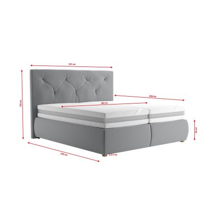 Boxspring-sänky patjalla ja toppauksella ELEN 180x200 cm harmaa