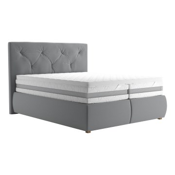 Boxspring-sänky patjalla ja toppauksella ELEN 160x200 cm harmaa