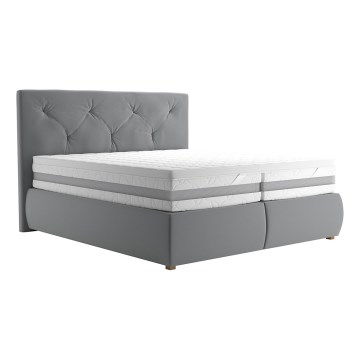 Boxspring-sänky patjalla ja toppauksella ELEN 180x200 cm harmaa