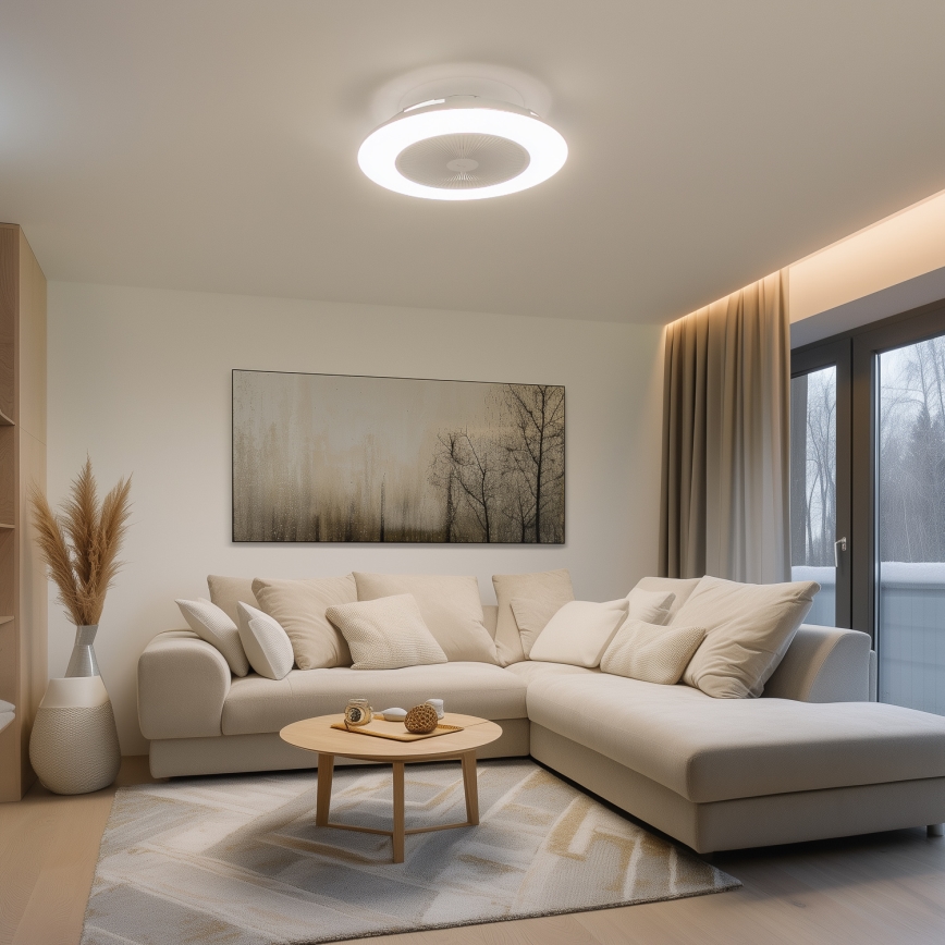 Brilagi - LED himmennettävä valaisin tuulettimella AURA LED/38W/230V 3000-6000K valkoinen + kaukosäädin