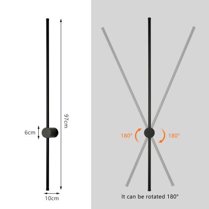 Brilagi - AURA LED-ulkoseinävalaisin LED/20W/230V 4000K IP54 97 cm musta CRI 90