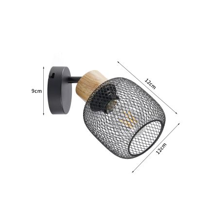 Brilagi - BASKLITE seinäspotti 1xE27/15W/230V kumipuu/musta