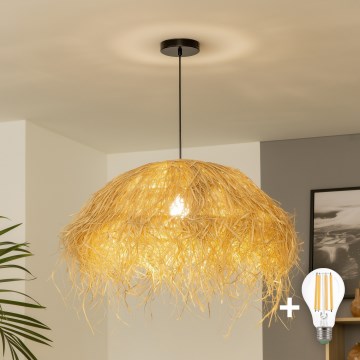 Brilagi - CERIA BOHO LED-riippuvalaisin johdolla 1xE27/40W/230V, halkaisija 60 cm, raffia