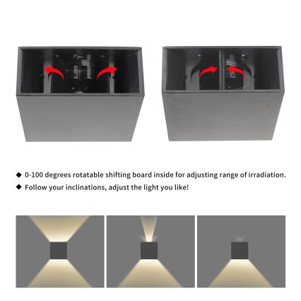 Brilagi - DOUBLERAY LED-ulkoseinävalaisin LED/4W/230V antrasiitti IP65