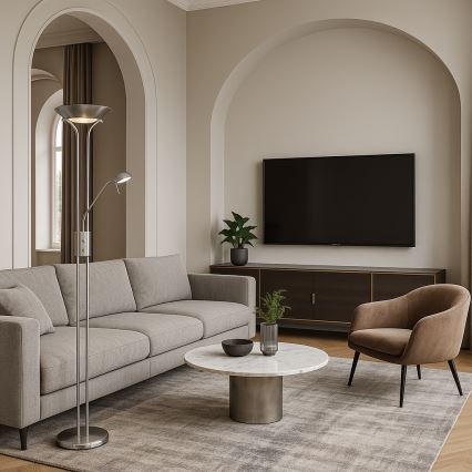 Brilagi - Himennettävä lattiavalaisin SCARLETT 1xR7s/230W/230V + 1xG9/40W mattakromi