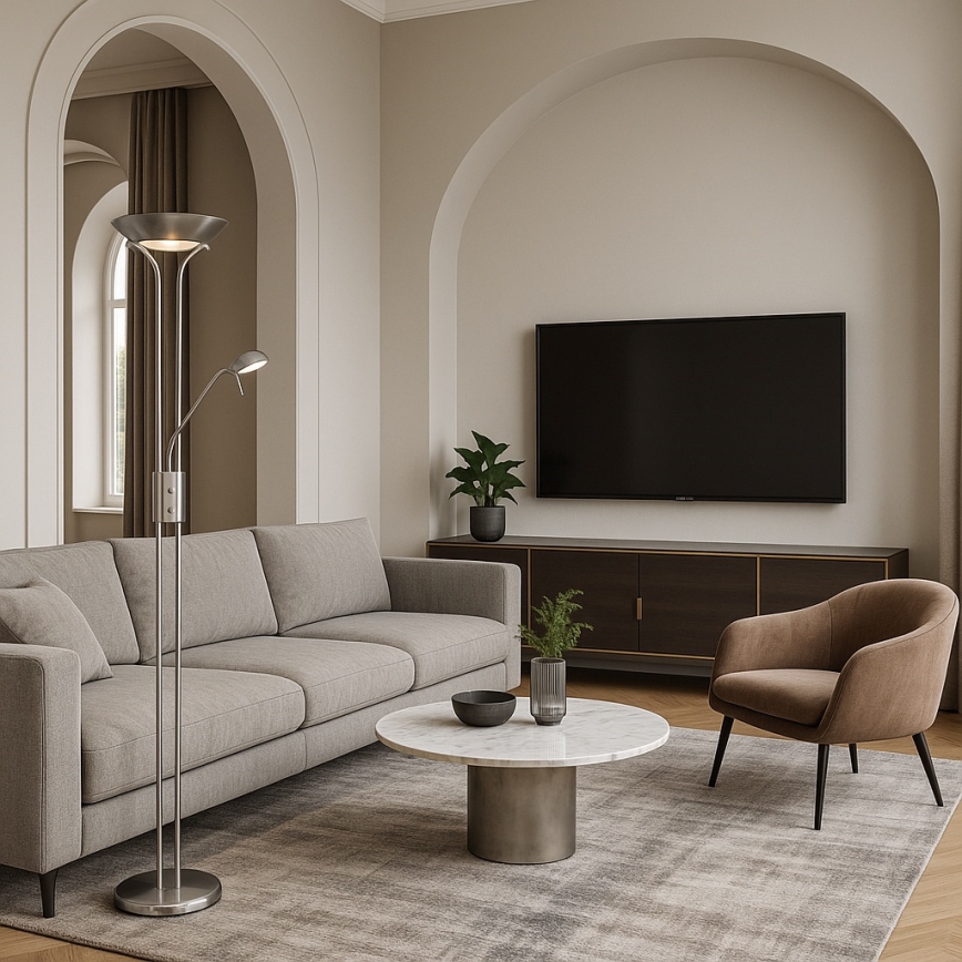 Brilagi - Himennettävä lattiavalaisin SCARLETT 1xR7s/230W/230V + 1xG9/40W mattakromi