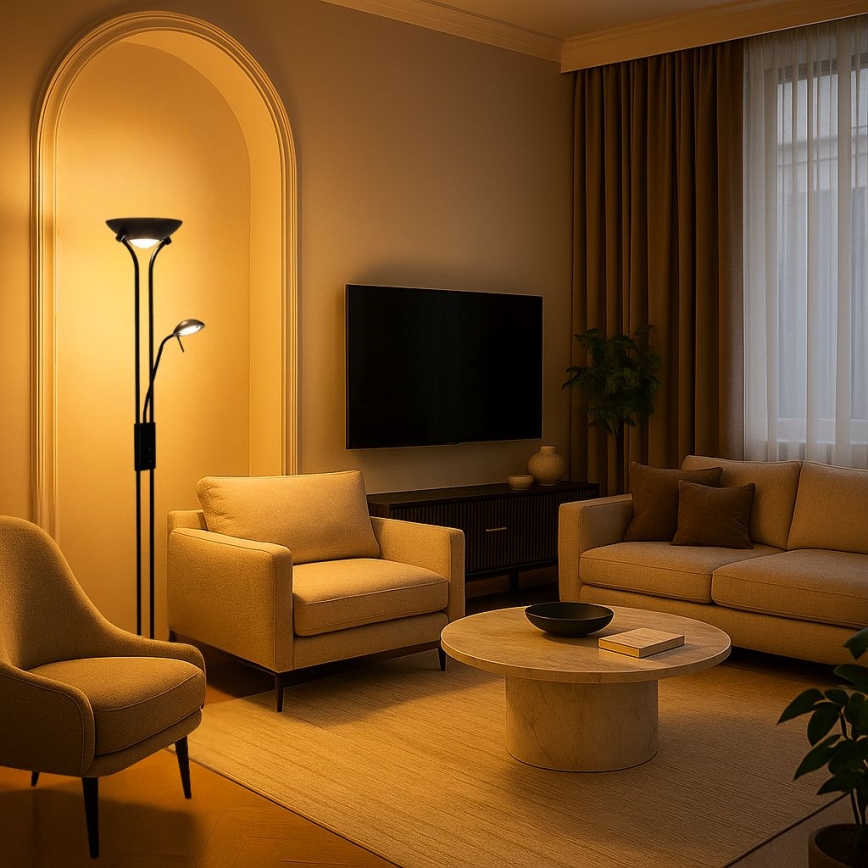 Brilagi - Himennettävä lattiavalaisin SCARLETT 1xR7s/230W/230V + 1xG9/40W musta