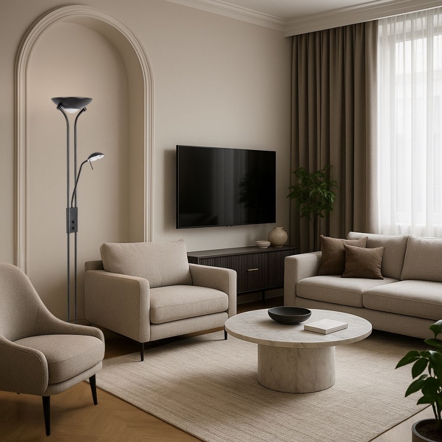 Brilagi - Himennettävä lattiavalaisin SCARLETT 1xR7s/230W/230V + 1xG9/40W musta