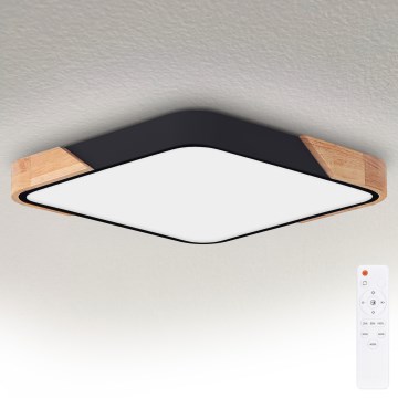 Brilagi - Himennettävä LED-kattovalaisin PILANA LED/60W/230V 3000-6500K tammi/musta 56x56 cm + kaukosäädin