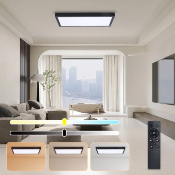 Brilagi - Himmennettävä kylpyhuoneen LED-kattovalaisin FRAME SMART LED/30W/230V 30x60 cm 3000-6000K  IP44 musta  + kauko-ohjaus