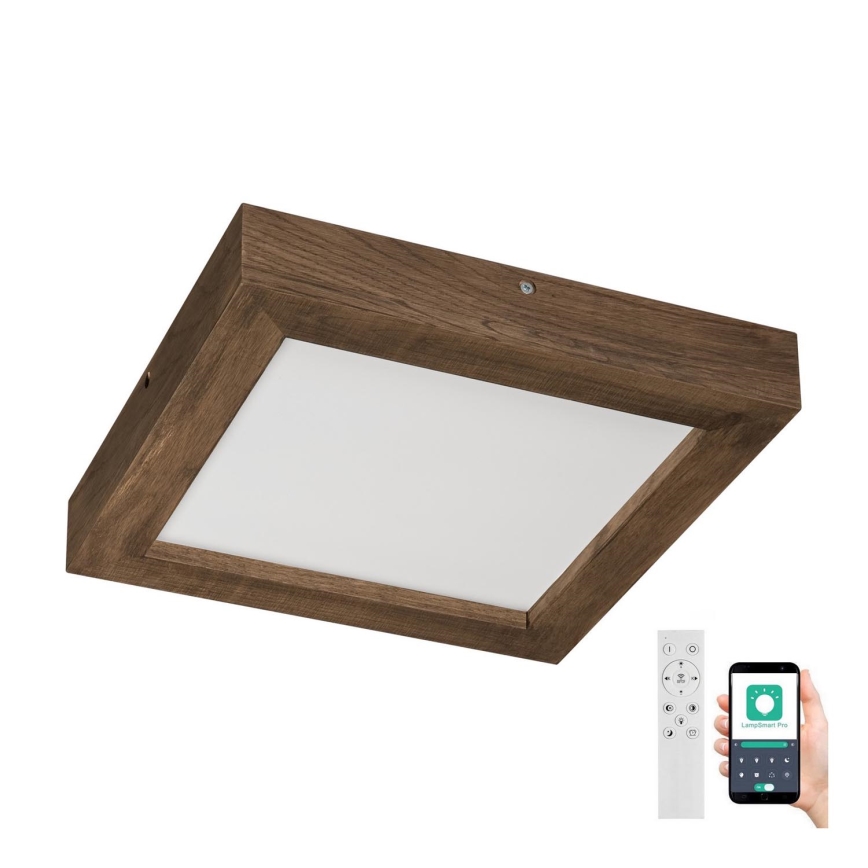 Brilagi - Himmennettävä kylpyhuoneen LED-kattovalaisin WOODY FRAME LED/24W/230V tammi 30x30 cm 3000-6000K IP44 + kauko-ohjaus