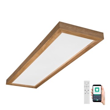 Brilagi - Himmennettävä kylpyhuoneen LED-kattovalaisin WOODY FRAME LED/50W/230V tammi 120x30 cm 3000-6000K IP44 + kauko-ohjaus